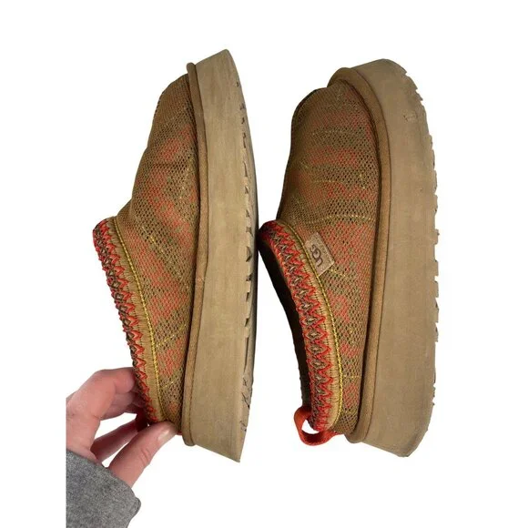 UGG Women's 9 Tazz Maxi Tasman Chestnut Mesh Mule Platform Slippers Southwestern - Picture 6 of 9